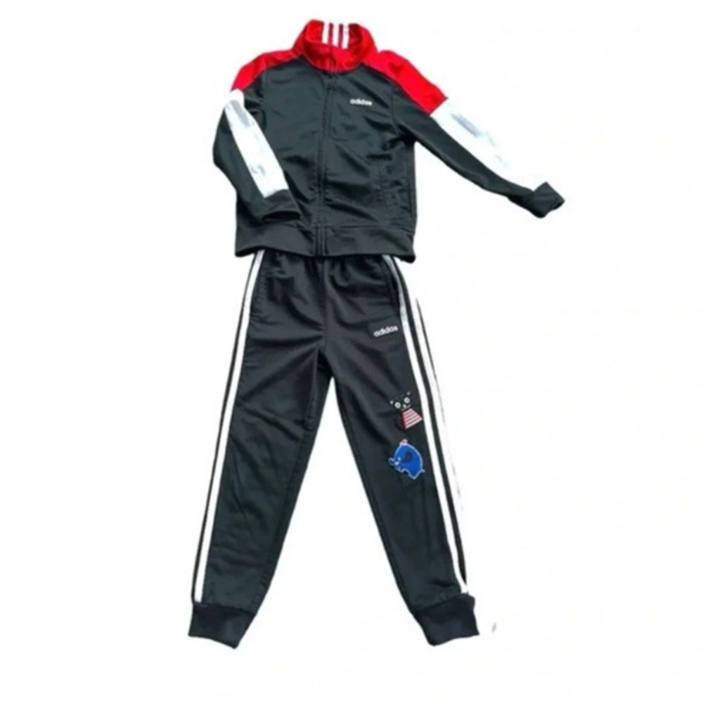 Adidas jogger set black and red size 5